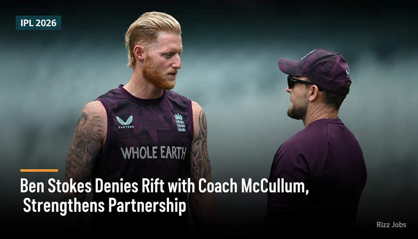Ben Stokes Denies Rift with Coach McCullum, Strengthens Partnership — Rizz Jobs