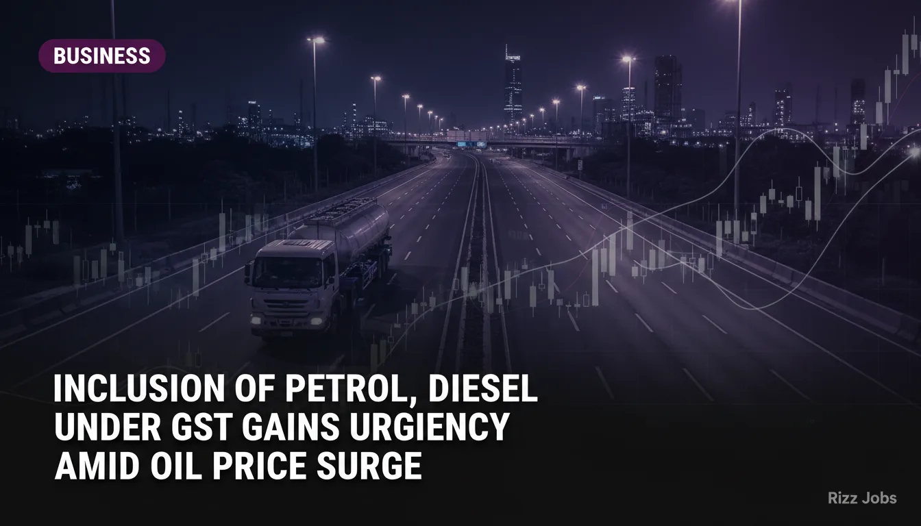 Inclusion of Petrol, Diesel Under GST Gains Urgency Amid Oil Price Surge — Rizz Jobs