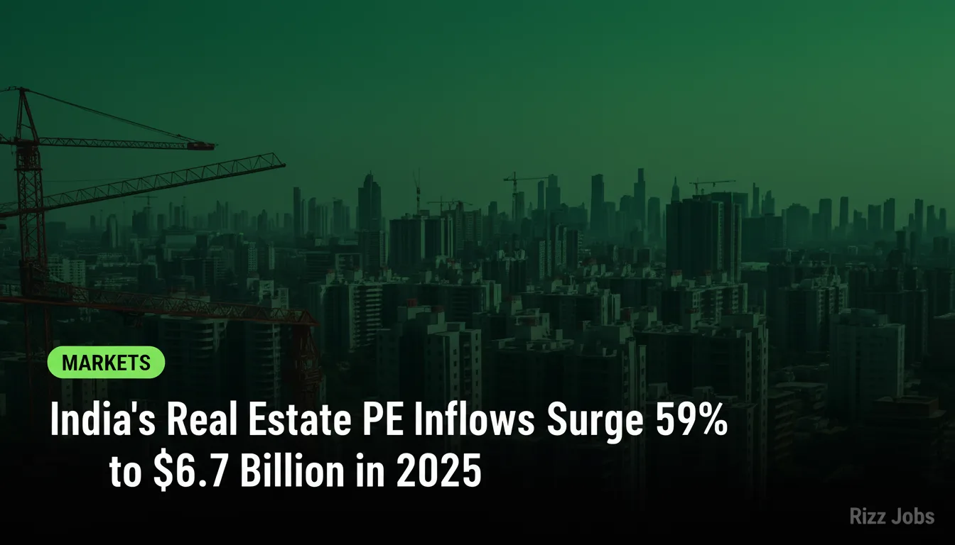 India's Real Estate PE Inflows Surge 59% to $6.7 Billion in 2025 — Rizz Jobs