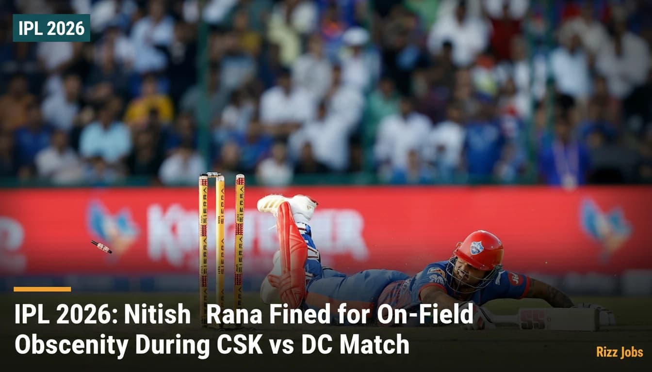 IPL 2026: Nitish Rana Fined for On-Field Obscenity During CSK vs DC Match — Rizz Jobs