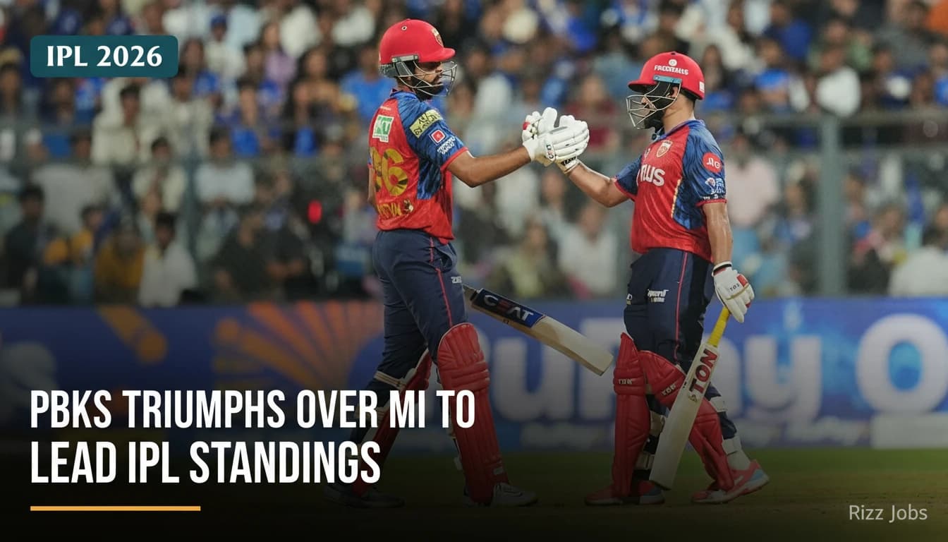 PBKS Triumphs Over MI to Lead IPL Standings — Rizz Jobs