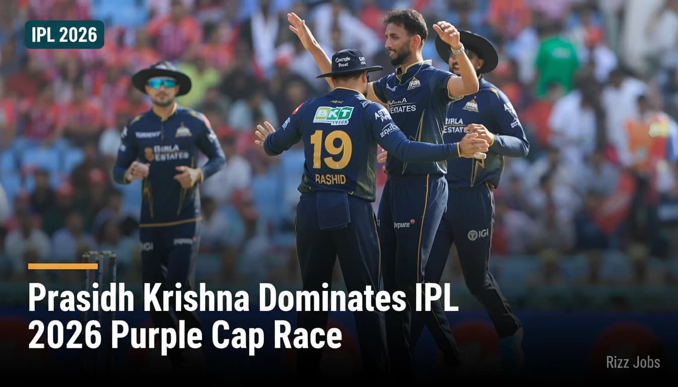 Prasidh Krishna Dominates IPL 2026 Purple Cap Race — Rizz Jobs