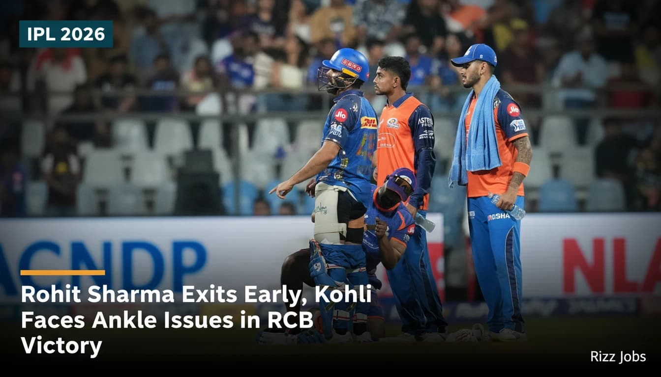 Rohit Sharma Exits Early, Kohli Faces Ankle Issues in RCB Victory — Rizz Jobs