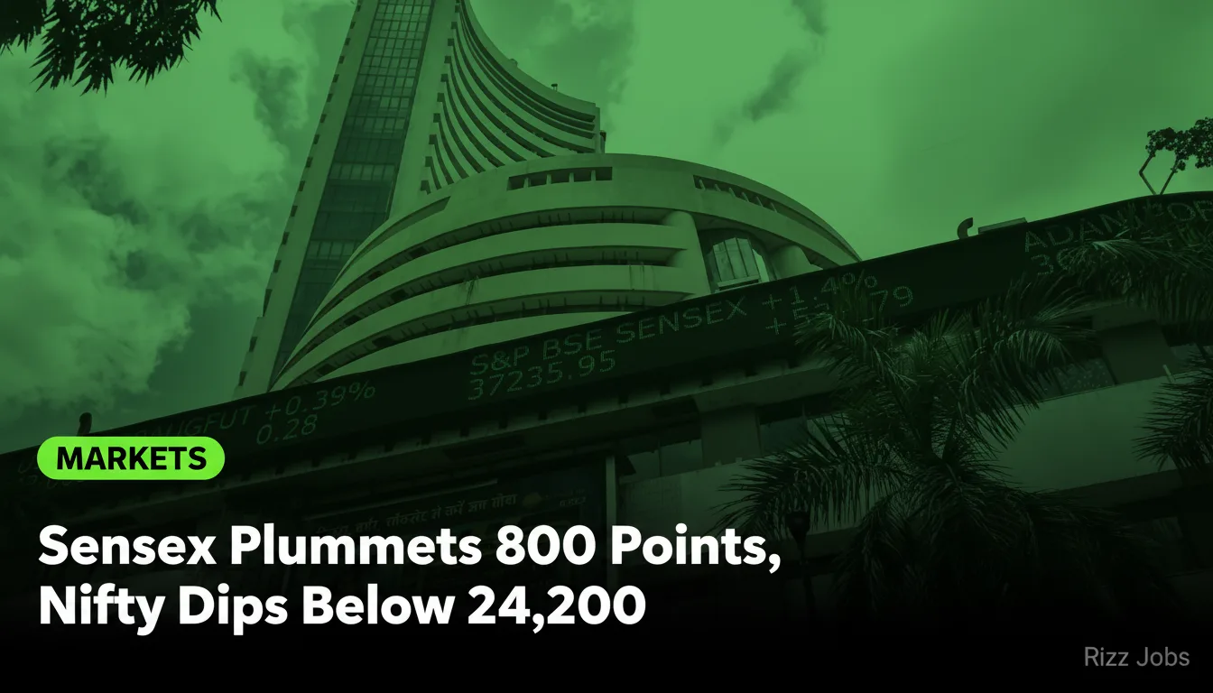 Sensex Plummets 800 Points, Nifty Dips Below 24,200 — Rizz Jobs