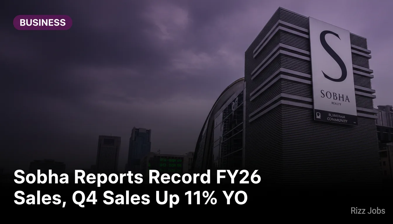 Sobha Reports Record FY26 Sales, Q4 Sales Up 11% YoY — Rizz Jobs