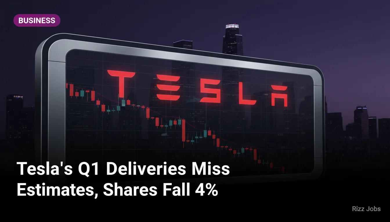 Tesla's Q1 Deliveries Miss Estimates, Shares Fall 4% — Rizz Jobs