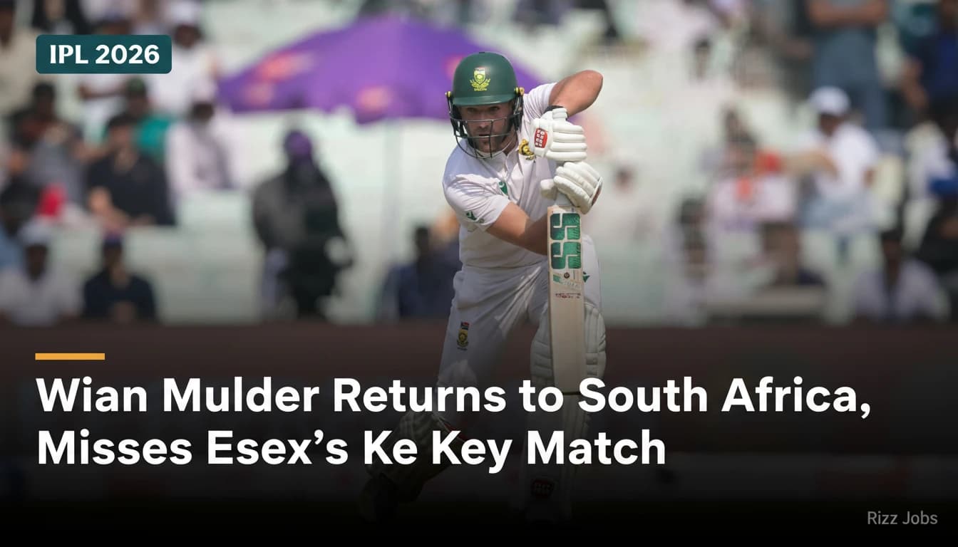 Wiaan Mulder Returns to South Africa, Misses Essex's Key Match — Rizz Jobs